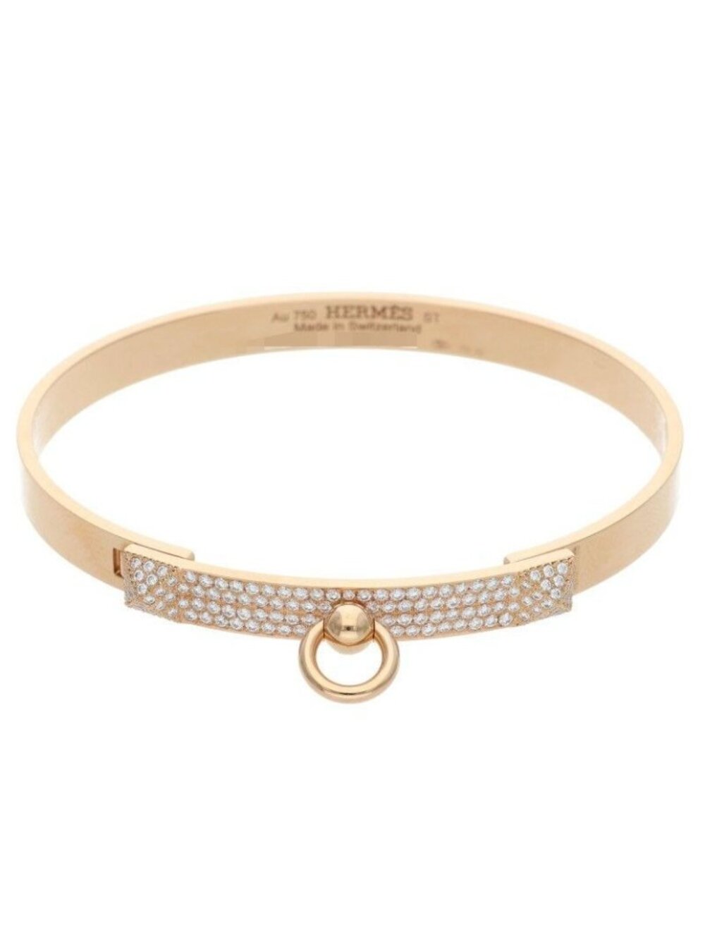 Hermes Collier De Chien 18K Pink Gold Diamond Bracelet ST
